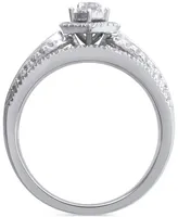 Diamond Marquise-Shaped Cluster Halo Engagement Ring (1 ct. t.w.) in 14k White Gold