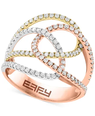 Effy Diamond Openwork Swirl Ring (5/8 ct. t.w.) in 14k Tricolor Gold