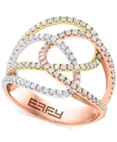 Effy Diamond Openwork Swirl Ring (5/8 ct. t.w.) in 14k Tricolor Gold