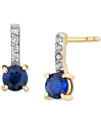 Sapphire (1/2 ct. t.w.) & Diamond Accent Stud Earrings in 14k Gold