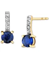 Sapphire (1/2 ct. t.w.) & Diamond Accent Stud Earrings in 14k Gold