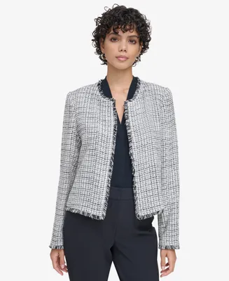 Calvin Klein Petite Tweed Open-Front Jacket
