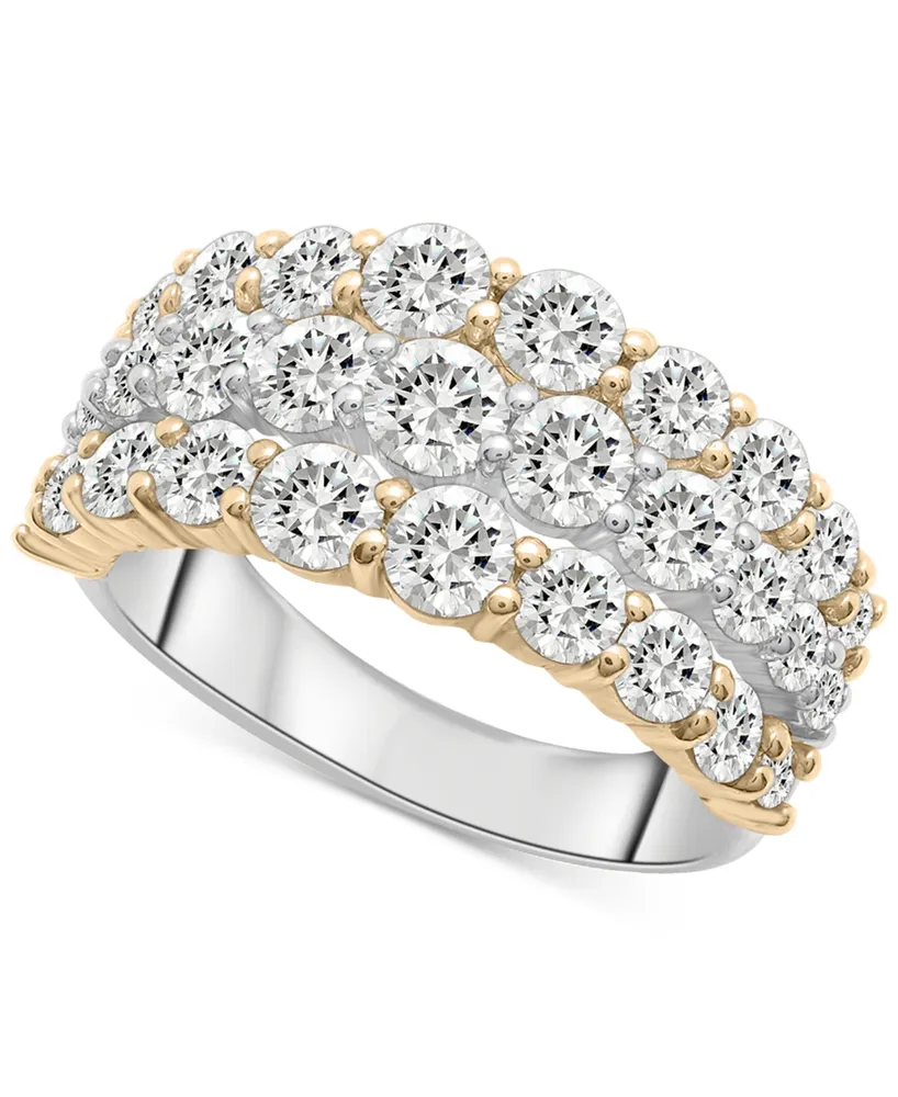 Diamond Triple Row Ring (3 ct. t.w.) in 14k Two-Tone Gold