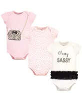 Little Treasure Baby Girls Treasure Cotton Bodysuits 3pk, Classy and Sassy