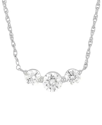 Grown With Love Lab Grown Diamond Three Stone Pendant Collar Necklace (1 ct. t.w.) in 14k White Gold, 16" + 2" extender