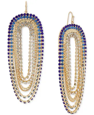 Lucky Brand Gold-Tone Blue Sparkle Chain Linear Earrings