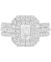 Grown With Love Lab Grown Diamond Emerald-Cut & Round Halo Triple Row Ring (2 ct. t.w.) in 14k White Gold