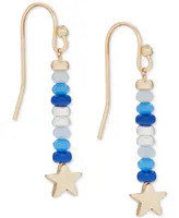 Lucky Brand Two-Tone Star & Mixed Bead Linear Drop Earrings