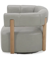 Closeout! Orsha 32" Leather Accent Swivel Chair, Created for Macy's