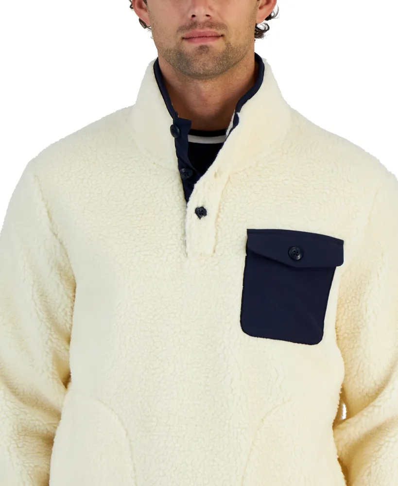 Michael Kors Men's Fleece Pullover Jacket with Button Placket
