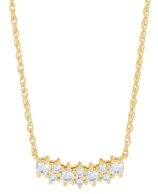Lab Grown Diamond Horizontal Cluster Bar Pendant Necklace (3/8 ct. t.w.) Sterling Silver or 14k Gold-Plated Silver, 16" + 2" extender