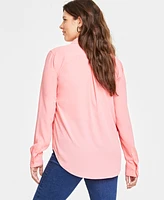 On 34th Women's Button-Front Crepe Shirt