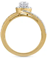 Diamond Halo Engagement Ring (3/4 ct. t.w.) in 14k Two-Tone Gold