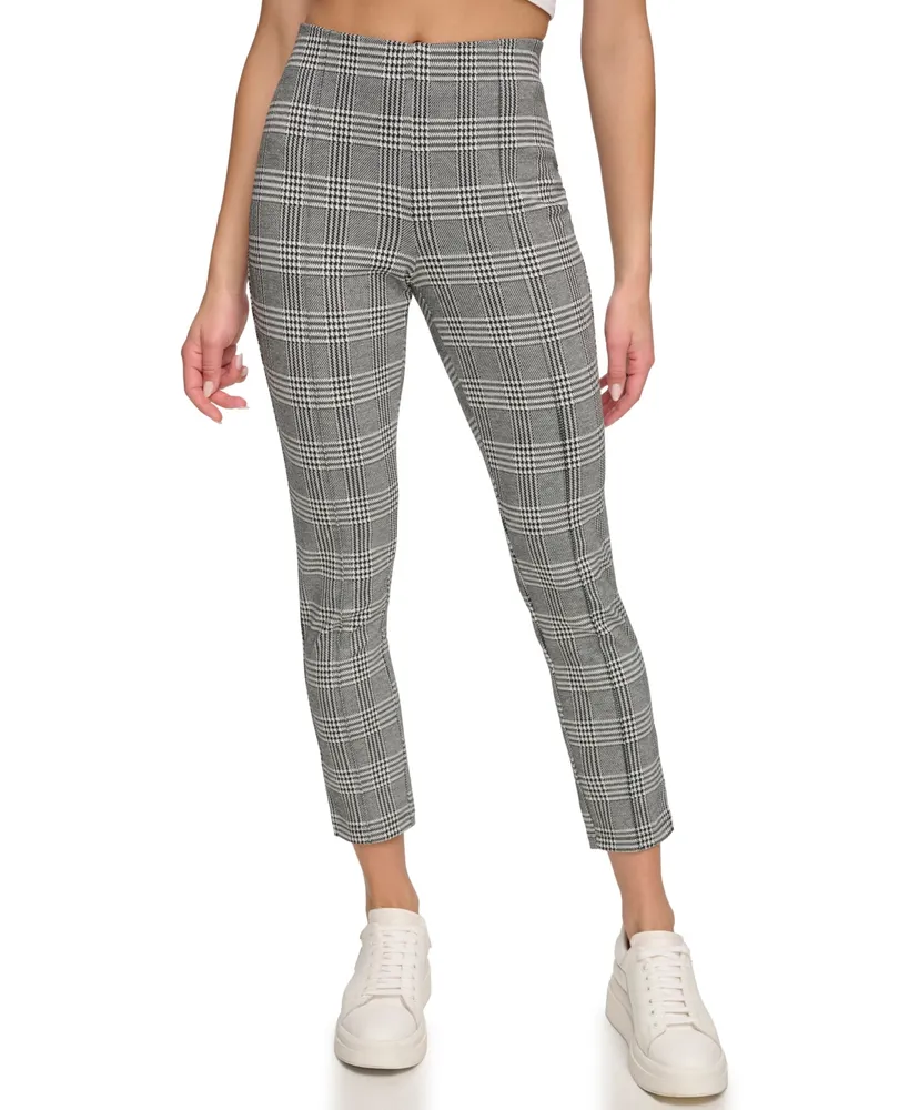 Andrew Marc Sport Women's Glen Plaid Pintucked Pull-On Ankle Pants