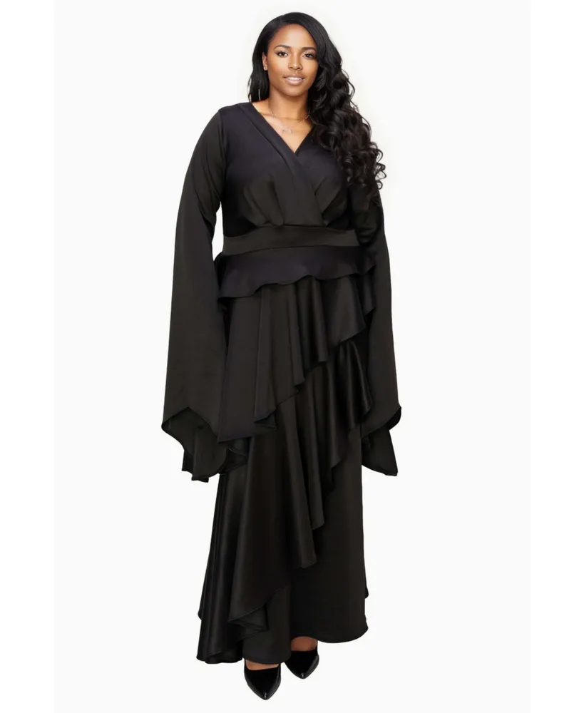 Plus Zeta Ruffled Drama Dress