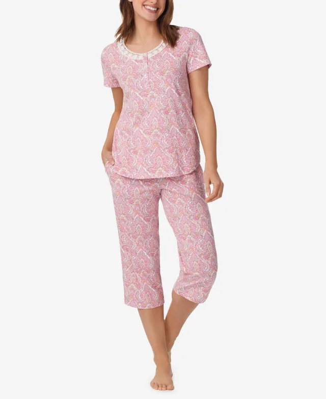 Aria Women's Cap Sleeve Capri 2 Piece Pajama Set