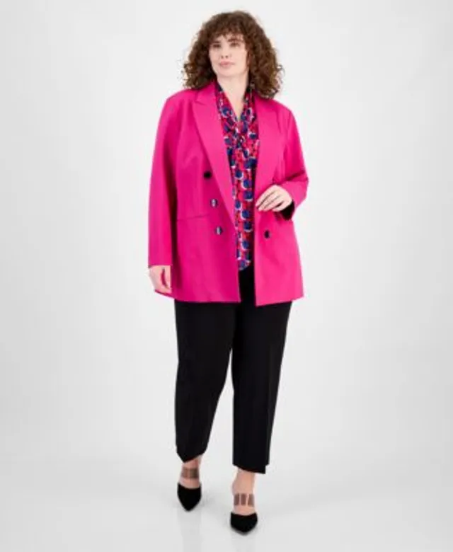 Bar Iii Womens Compression One Button Jacket Paisley Print Blouse  Compression Ankle Pants Created For Macys