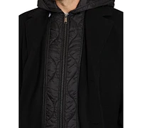 Sam Edelman Men's Single Breasted Coat with Quilted Bib