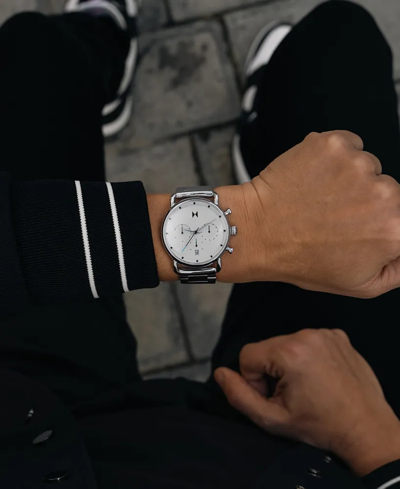 Mvmt Men's Blacktop Silver-Tone Stainless Steel Bracelet Watch 42mm
