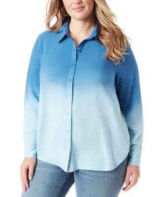Jessica Simpson Trendy Plus Size Carleen Ombre Shirt - Ultramarine