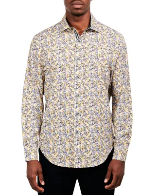 Society of Threads Men's Slim Fit Non-Iron Performance Stretch Floral Button-Down Shirt