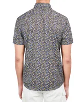 Society of Threads Men's Slim-Fit Performance Stretch Floral Short-Sleeve Button-Down Shirt