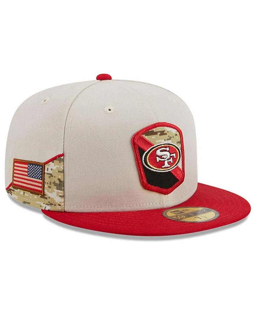 Men's New Era Stone, Scarlet San Francisco 49ers 2023 Salute To Service 59FIFTY Fitted Hat