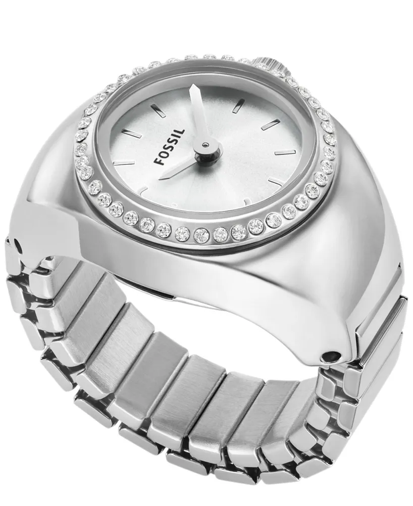 Fossil Women's Watch Ring Two-Hand Silver-Tone Stainless Steel 15mm