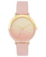 Nine West Women's Quartz Pink Faux Leather Band Watch, 36mm - Pink, Gold