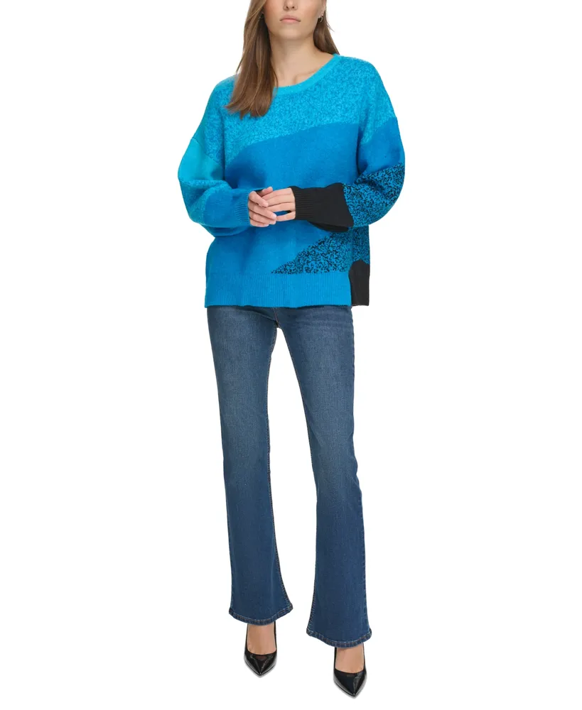 Dkny Jeans Women's Mixed-Knit Drop-Sleeve Sweater