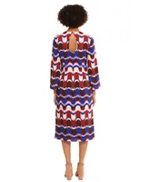 Donna Morgan Women's Printed Long-Sleeve Midi Dress