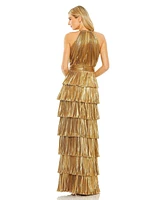 Women's Ieena Heat Pleated Tiered Ruffle Metallic Gown