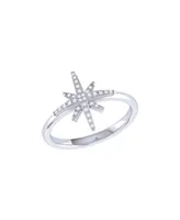LuvMyJewelry North Star Design Sterling Silver Diamond Women Ring