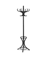 Wood Standing Hat Coat Rack with Umbrella Stand