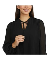 Ellen Tracy Women's Pleat & Release Long Sleeve Top