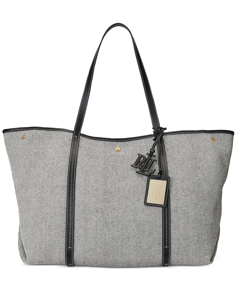 Lauren Ralph Emerie Canvas and Leather Extra Large Tote | Westland Mall