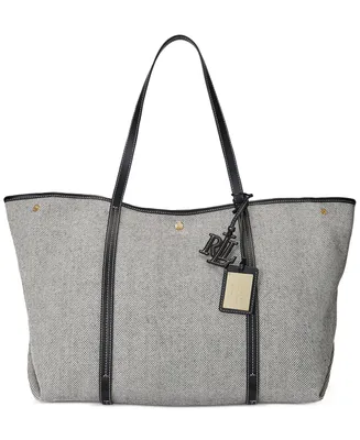 Lauren Ralph Emerie Canvas and Leather Large Tote