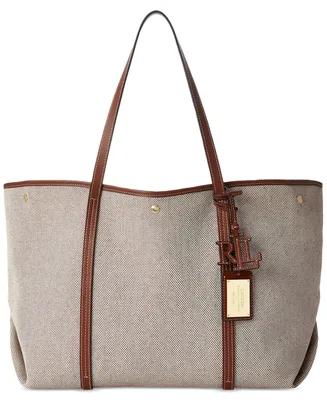 Lauren Ralph Emerie Canvas and Leather Extra Large Tote