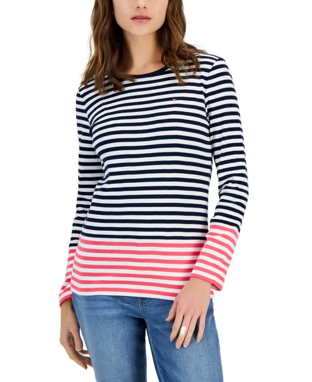 Tommy Hilfiger Women's Cotton Colorblocked Striped Top