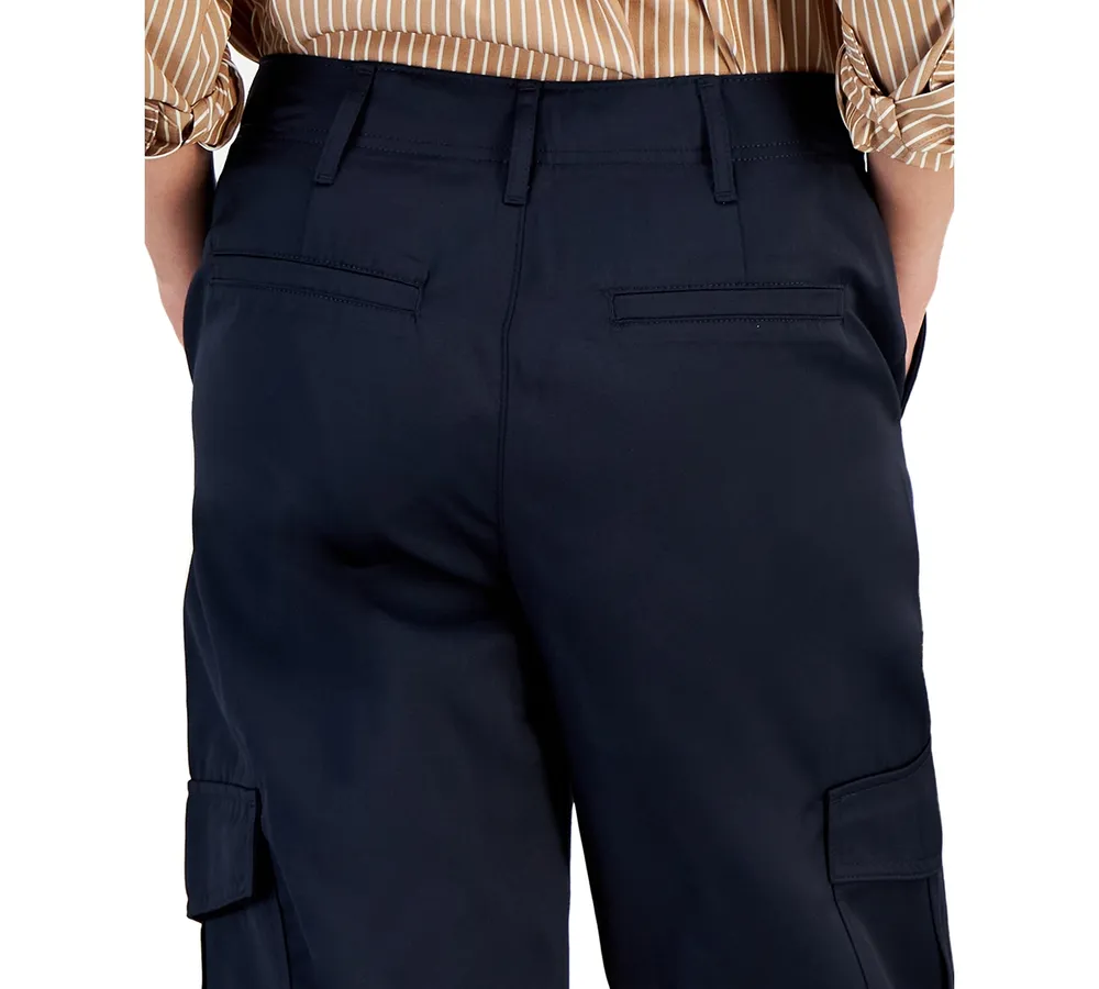 Tommy Hilfiger Women's High Rise Wide-Leg Cargo Pants