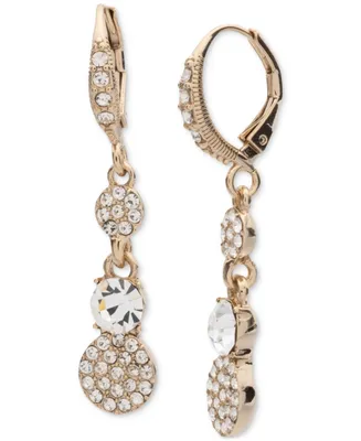 Givenchy Gold-Tone Crystal Pave Double Drop Earrings