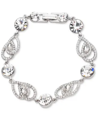 Givenchy Silver-Tone Crystal Pave Pear Stone Flex Bracelet
