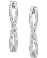 Diamond Twist Medium J-Hoop Earrings (1-1/2 ct. t.w.) in 10k White Gold