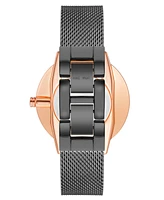 Nine West Women's Quartz Dark Gray Stainless Steel Mesh Band Watch, 40mm - Dark Gray, Rose Gold