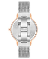 Nine West Women's Quartz Silver-Tone Stainless Steel Mesh Band Watch, 34mm - Taupe, Silver-Tone, Rose Gold