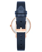Nine West Women's Quartz Navy Faux Leather Band Watch, 36mm