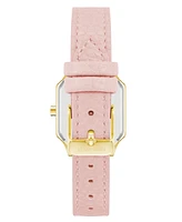 Nine West Women's Quartz Square Pink Faux Leather Band Watch, 27mm - Pink, Gold