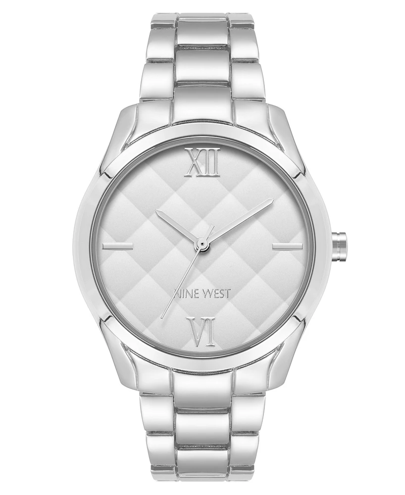 Nine West Women's Quartz Silver-Tone Alloy Link Bracelet Watch, 36mm - Silver