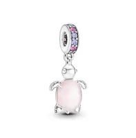 Pandora Manmade Crystals Murano Glass Pink Sea Turtle Dangle Charm