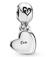 Pandora Sterling Silver Mother Son Heart Split Dangle Charm